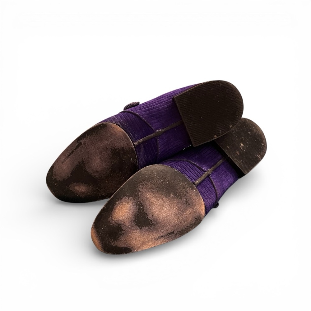 Alexander Wang Ruby Purple Corduroy Suede Monk Strap Buckle Brogues 8 - Picture 9 of 11